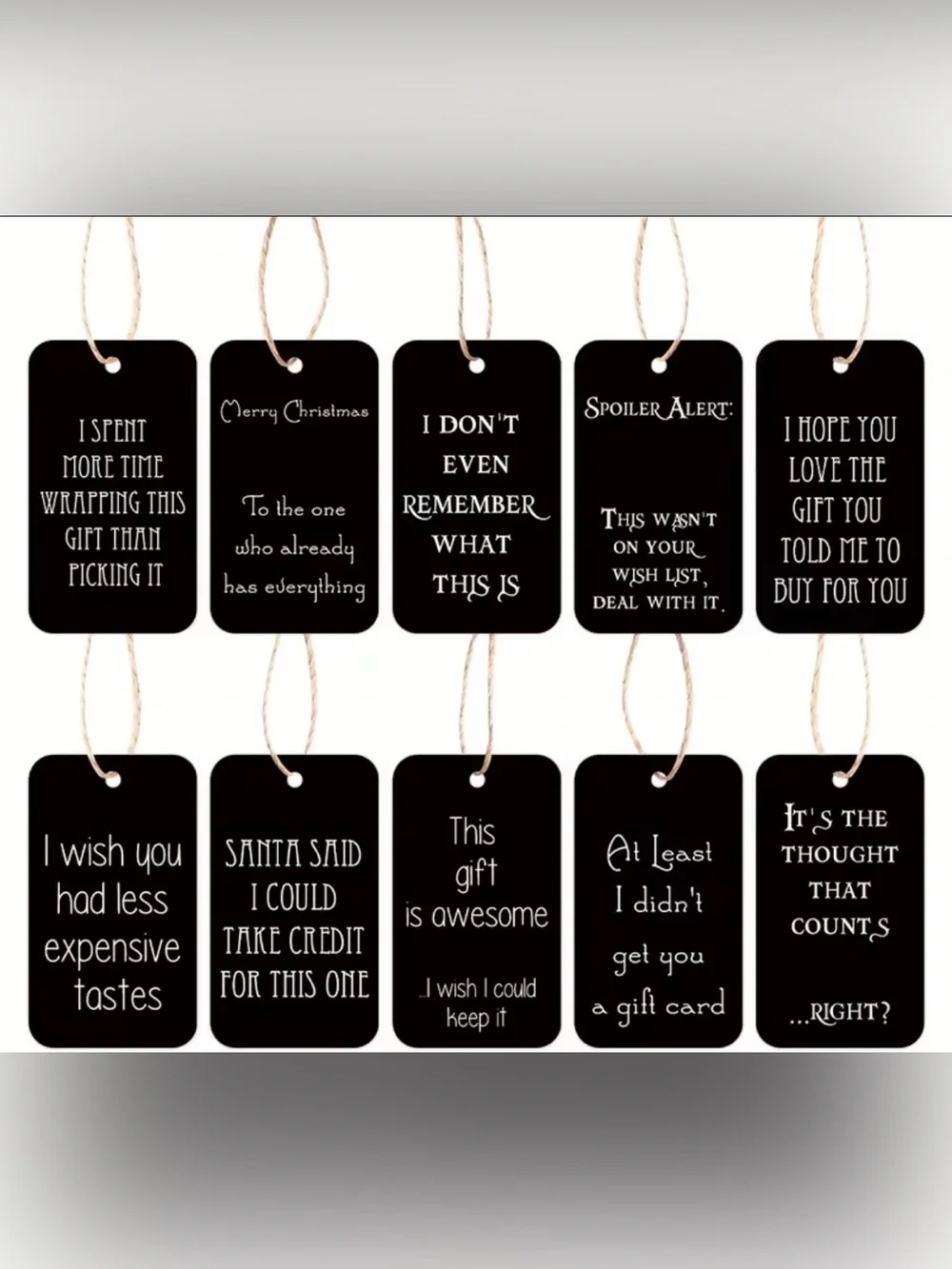 Holiday Gift Tags Set of 10 Funny Sayings